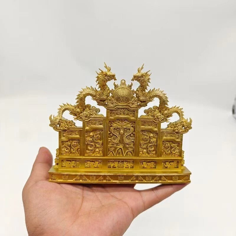 Chinese Emperor Dragon Throne Statue Screen Chair Pedal Display Model