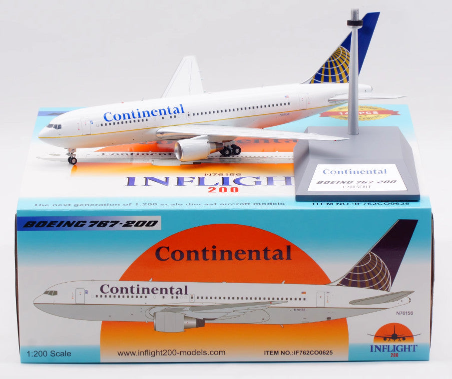1:200 InFlight Continental BOEING 767-200 Passenger Plane Diecast Aircraft Model