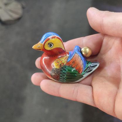Chinese Porcelain Snuff Bottle Ceramics Mandarin Duck Duck Bird Statue Painting