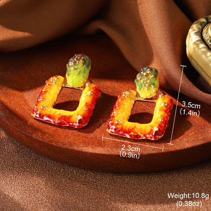 Enamel Colored Van Gogh Serie Oil Painting Personalized Design Classical Earring