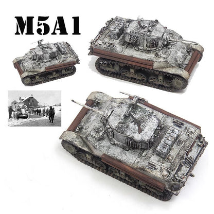 1/72 U.S Stuart Tank M5A1 Light Tank Snow Painting PP0058 Finished Model