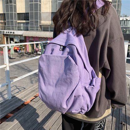Backpacks Women Zipper School Bag Canvas Simple All-match Vintage Korean