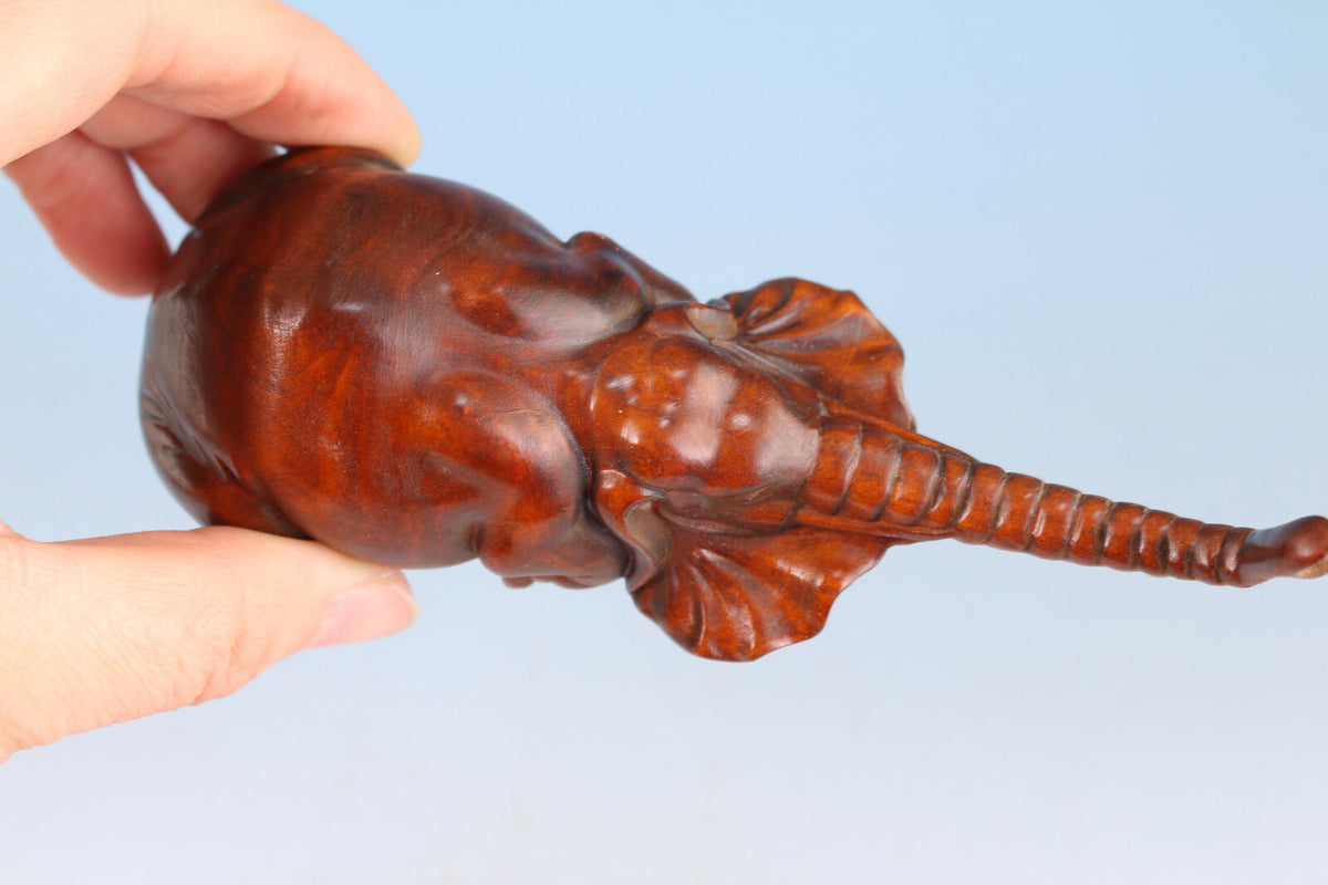 Netsuke Chinese Rare Boxwood Handwork elephant Statue tea pet fengshui