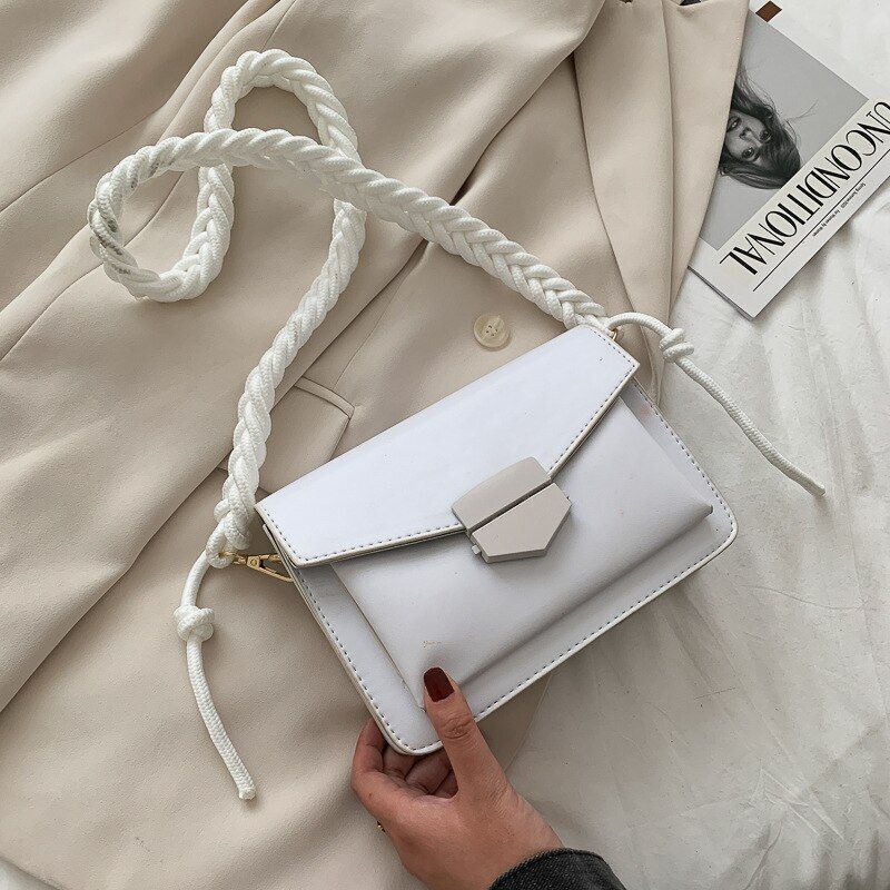 Shoulder Bag Weave Strap Crossbody Flap Messenger Purse Handbag Leather Pouch