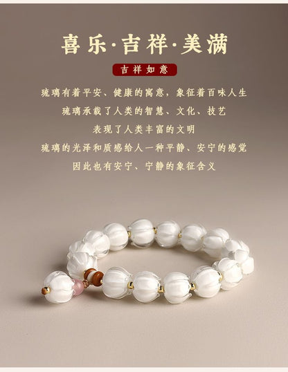 New Style Women Single Strand Ice White Glass Lotus Bracelet