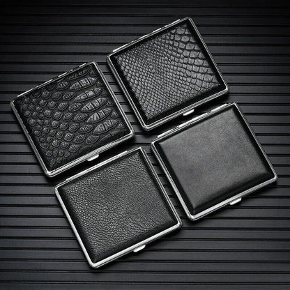 Cigarettes Box Metal Leather Cigars Cases Smoking Accessories Storage 99x94x19mm