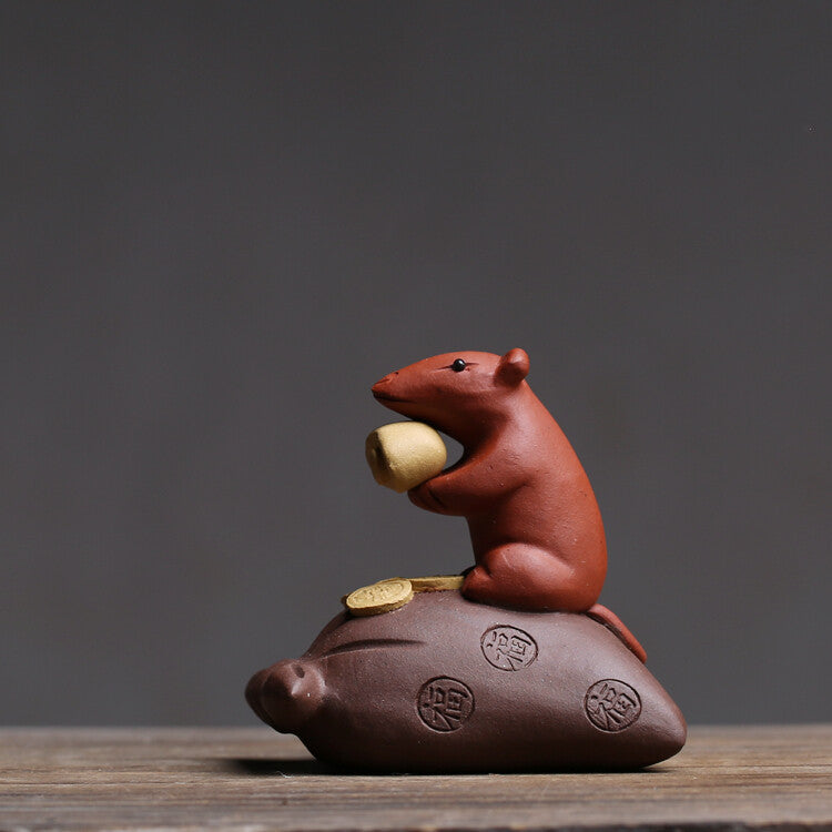 6.5cm Creative Chinese Tea Play Rat Purple Clay Mouse Tea Pet Mascot Tea Set
