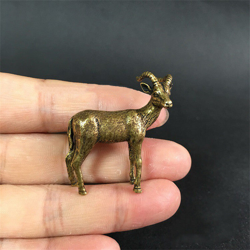 Brass Figurine Antelope Statue Antique Office Decor Gift Collectibles Home Cute;