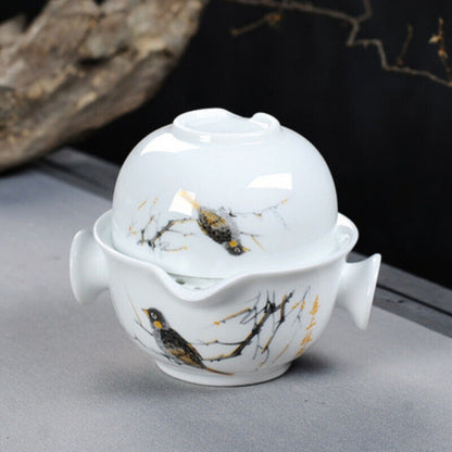 Ceramics Tea Set Include 1 Pot 1 Cup Porcelain Gaiwan Teapot Kung Fu Travel Set