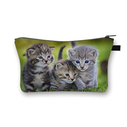 Cute Cat Print Cosmetic Case Makeup Bags Cosmetic Bags Travel Storage Organizers