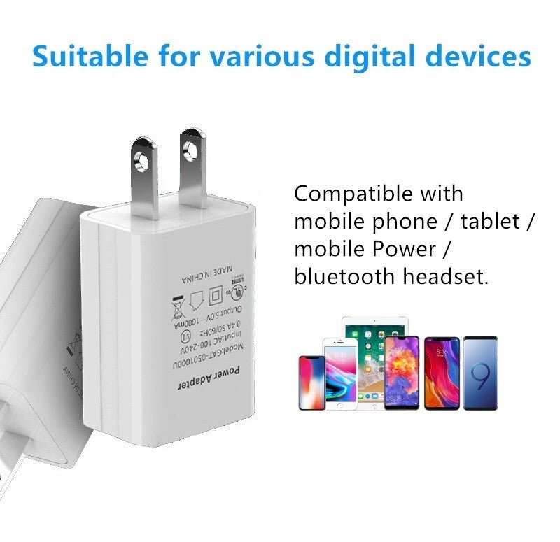 2 Pack Universal 5V 1A US Plug USB AC Wall Charger Power Adapter For Smart Phone