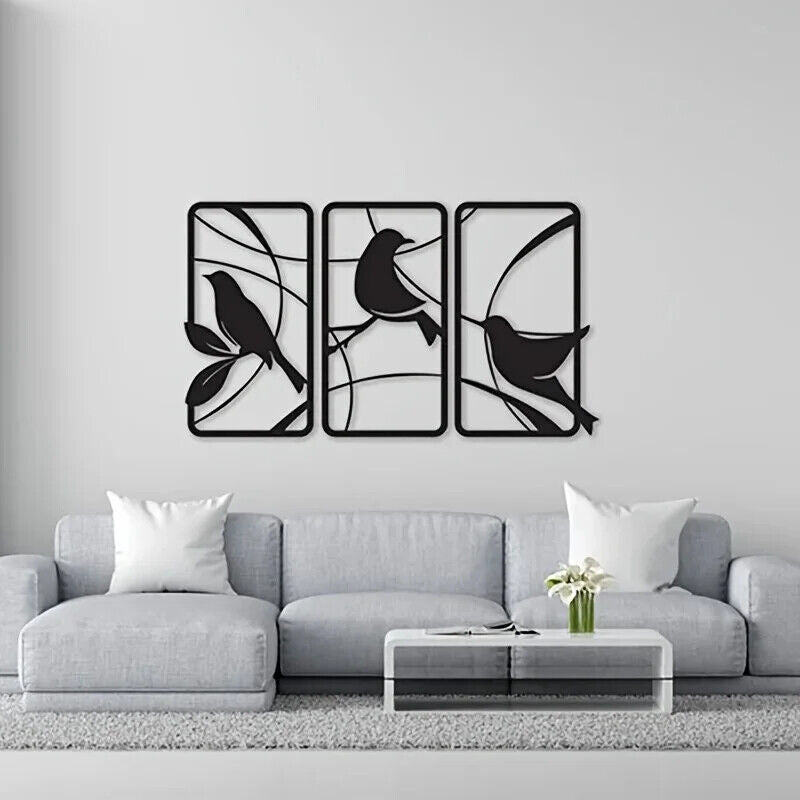 3pcs Paradise Bird Metal Wall Art, Bird Metal Wall Painting Metal Wall Picture