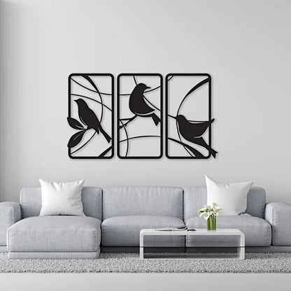 3pcs Paradise Bird Metal Wall Art, Bird Metal Wall Painting Metal Wall Picture