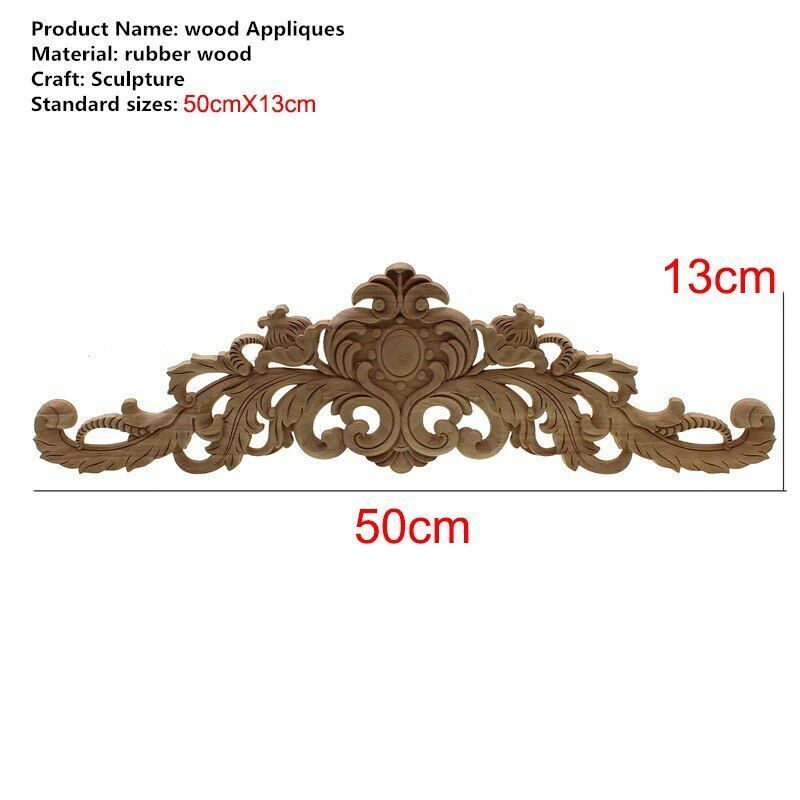 Natural Wood Appliques Furniture Cabinet Unpainted Wooden Carving Moulding Decal