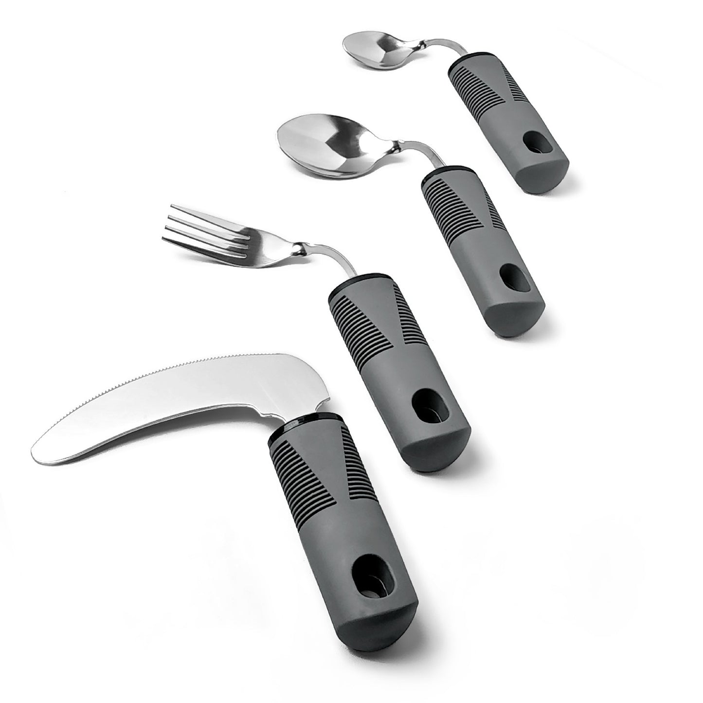 Adaptive Cutlery Set 4-Piece with Widened Non-Slip Handles for Hand Tremors