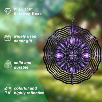 HelloYoung Solar Wind Spinner 4-in-1 Metal Mandala Garden Patio Decor