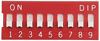 30 Pack DIP Switch with 9 Switches, 18-Pin, SPST, Red Color, 24.3mm x 9.9mm x...