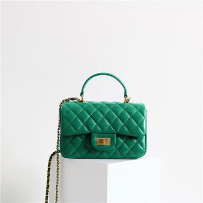 Quilted Lambskin Leather Small Flap Purse Chain Tote Shoulder bag Crossbody