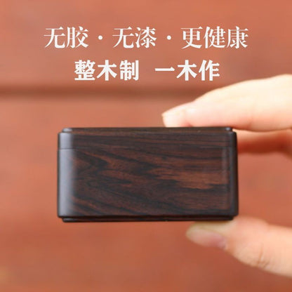 Purple Sandalwood Tea Caddy 68×58×38mm Silver Inlay Portable Sealed Wood Box