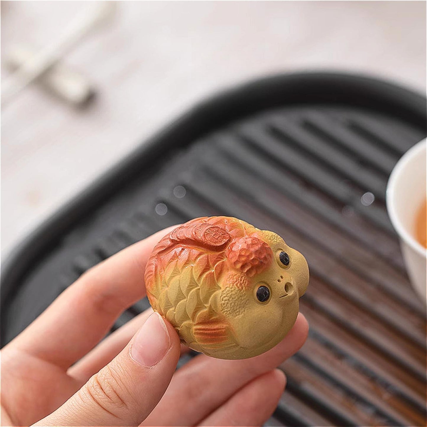 Purple Sands Goldfish Tea Pet Ornament 4cm 1.8in Cute Tea Set Tray Decoration
