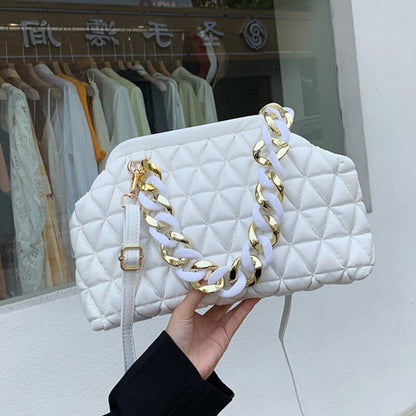 Handbag Thick Chain Purse Crossbody Bag Orange Yellow Shoulder Evening Clutch