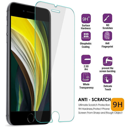 For Apple iPhone SE (2020)/SE2/SE 2nd Gen Tempered Glass Clear Screen Protector