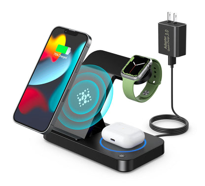 15W Wireless Charger Station +Charging Adapter Shockproof For Apple iPhone 8/8+