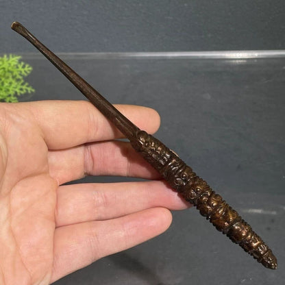 Rare Chinese bronze Cordyceps Figure statue netsuke collect tea drinking tools