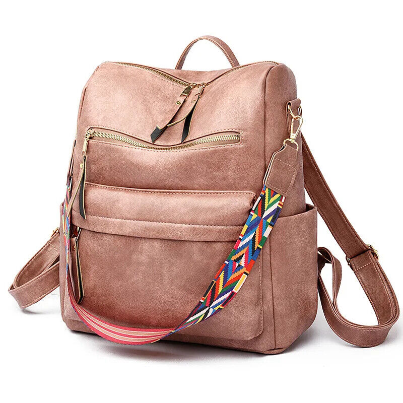 Women Backpack Purse Ladies Travel College Shoulder Bags with Colorful Strap
