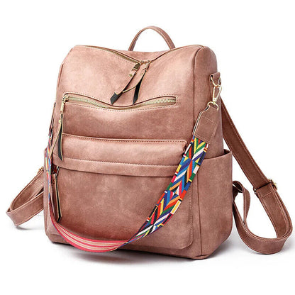 Women Backpack Purse Ladies Travel College Shoulder Bags with Colorful Strap