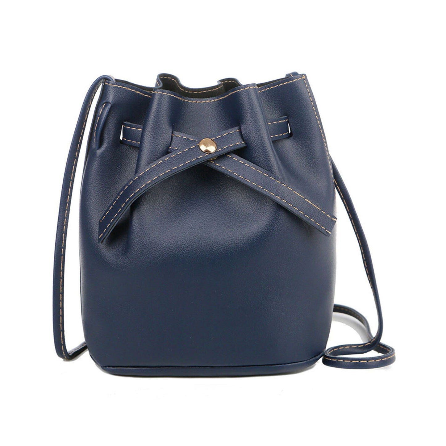The Bucket Bag Women PU Leather Drawstring Handbag Tote Hobo Handbag Brown USA