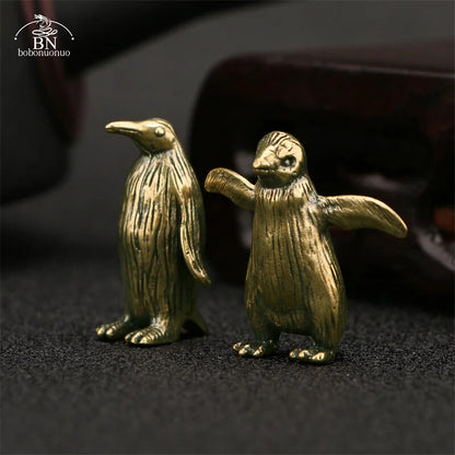 Brass Antarctic Penguin Small Statue Desk Ornament Tea Pet Paperweight Crafts