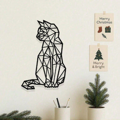CIFbuy Vintage 3D Iron Cat Wall Art Geometric Metal Sculpture Farmhouse Gift