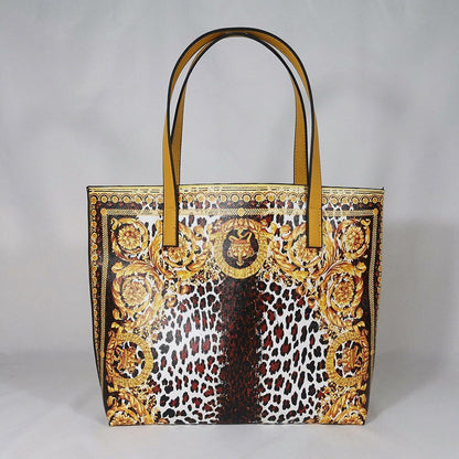 Floral Traveling Shoulder Bag Textured Leather Shopper Large Bag Women Handbags