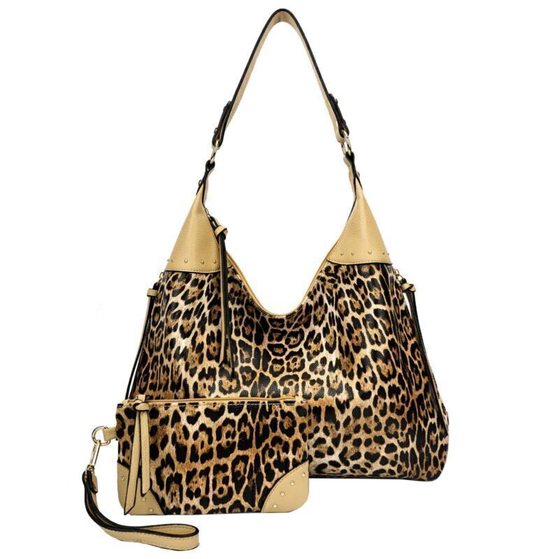 2x Celela Women Concealed Carry Handbag Purse Pattern Studs Hobo Shoulder Bag