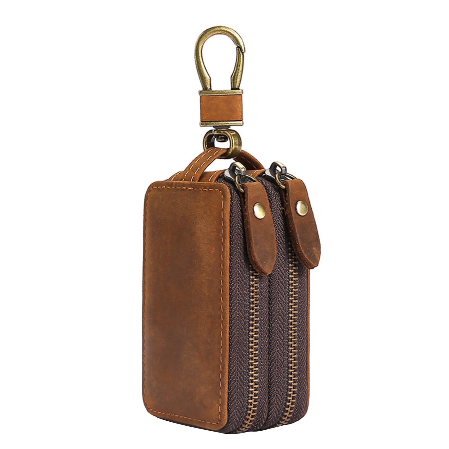 Genuine Leather Key Wallet Keychain Zipper Men Car Key Holder Case Pouch Bag