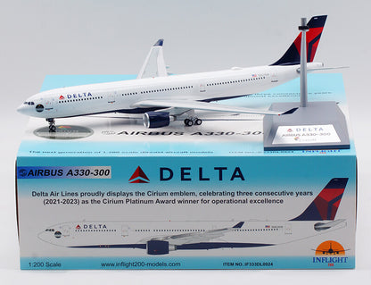 1:200 32CM InFlight DELTA AIRBUS A330-300 Passenger Plane Diecast Aircraft Model
