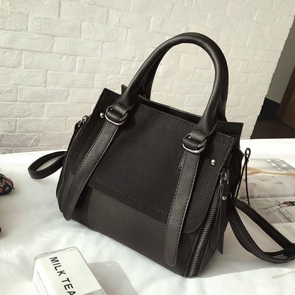 Large Single Shoulder Leather Handbag Double Belt Buckle Crossbody Bag Polyester