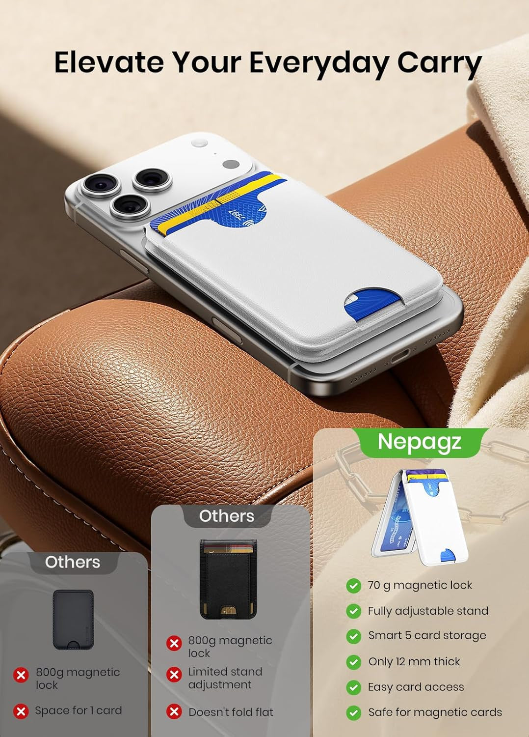 2025Upgraded for Magsafe Wallet, 5 Card Holder, RFID Blocking, Magnetic Wallet f