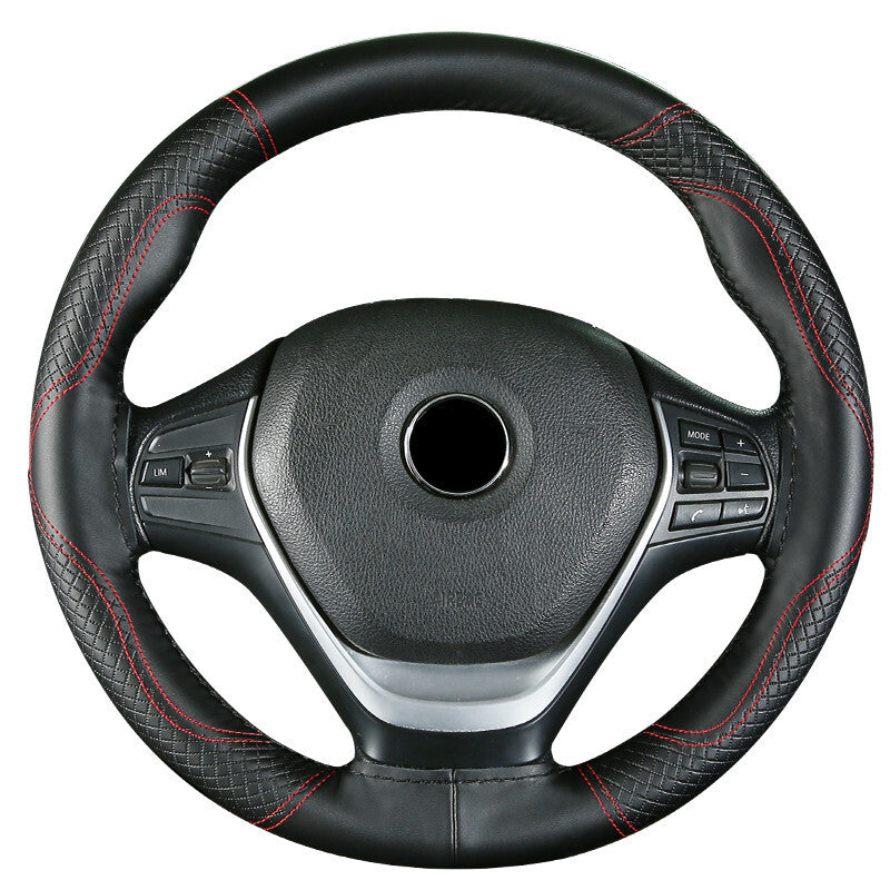 1X Braid Car Steering Wheel Covers Cowhide Genuine Leather Auto Accessories