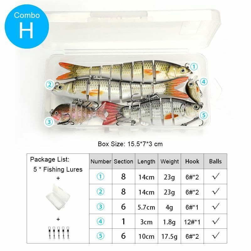 5Pcs/Set Sinking Wobblers Crankbaits Fishing Kit Artificial Hard Lures Swimbaits