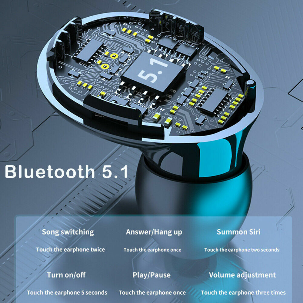 TWS Bluetooth Earbuds Waterproof Bluetooth 5.1 Headset Noise Cancelling Wireless