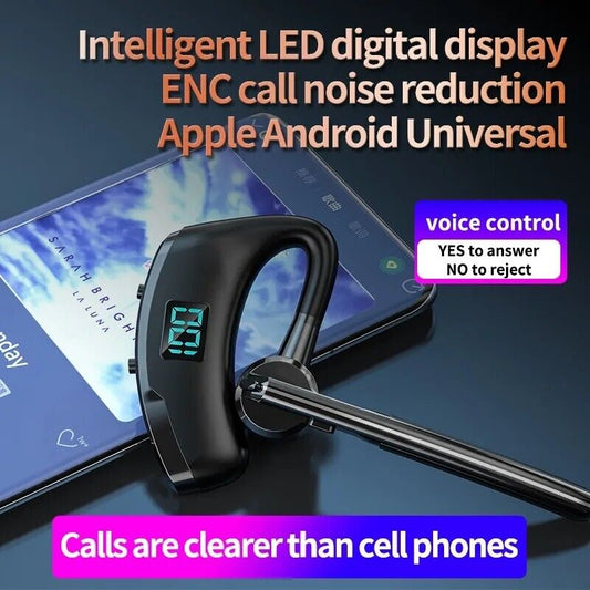 Bluetooth 5.2 Earpiece Wireless Headset Driving Trucker Earbuds Noise Cancelling
