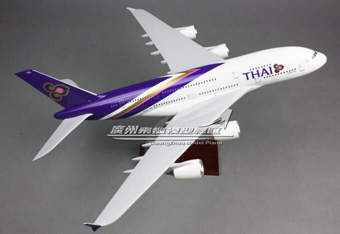 45CM THAI AIRBUS A380 HS-TUC Passenger Airplane Resin Aircraft Aeroplane Model