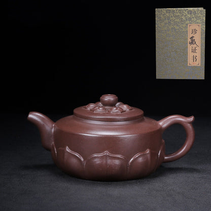 Chinese Yixing Zisha Clay Handmade Exquisite Teapot（莲花 底款：顾景舟）