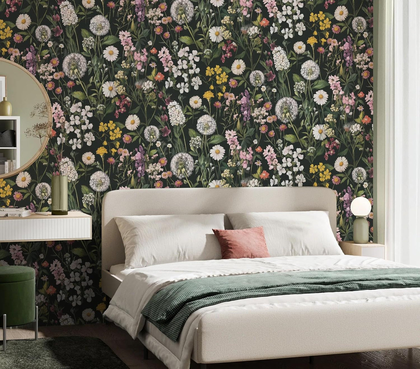 Floral Peel and Stick Wallpaper Floral Leaf Contact Paper 16.9Inch X 118.1Inch B