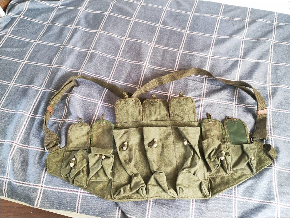 1956 Vintage Canvas Tactical Vest Chest Hanging Pouch Military Collectible