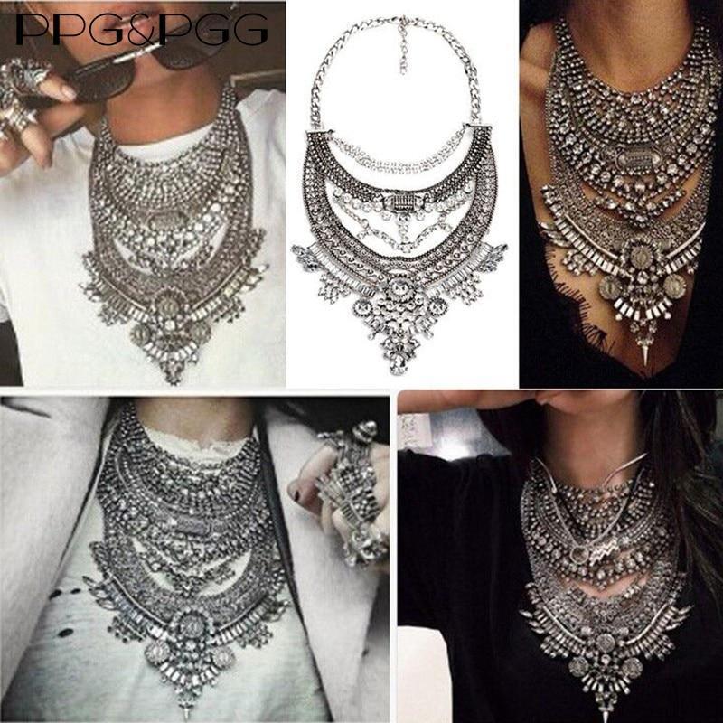 Bohemian Necklace Vintage Choker Ethnic Statement Large Collar Pendant Gypsy