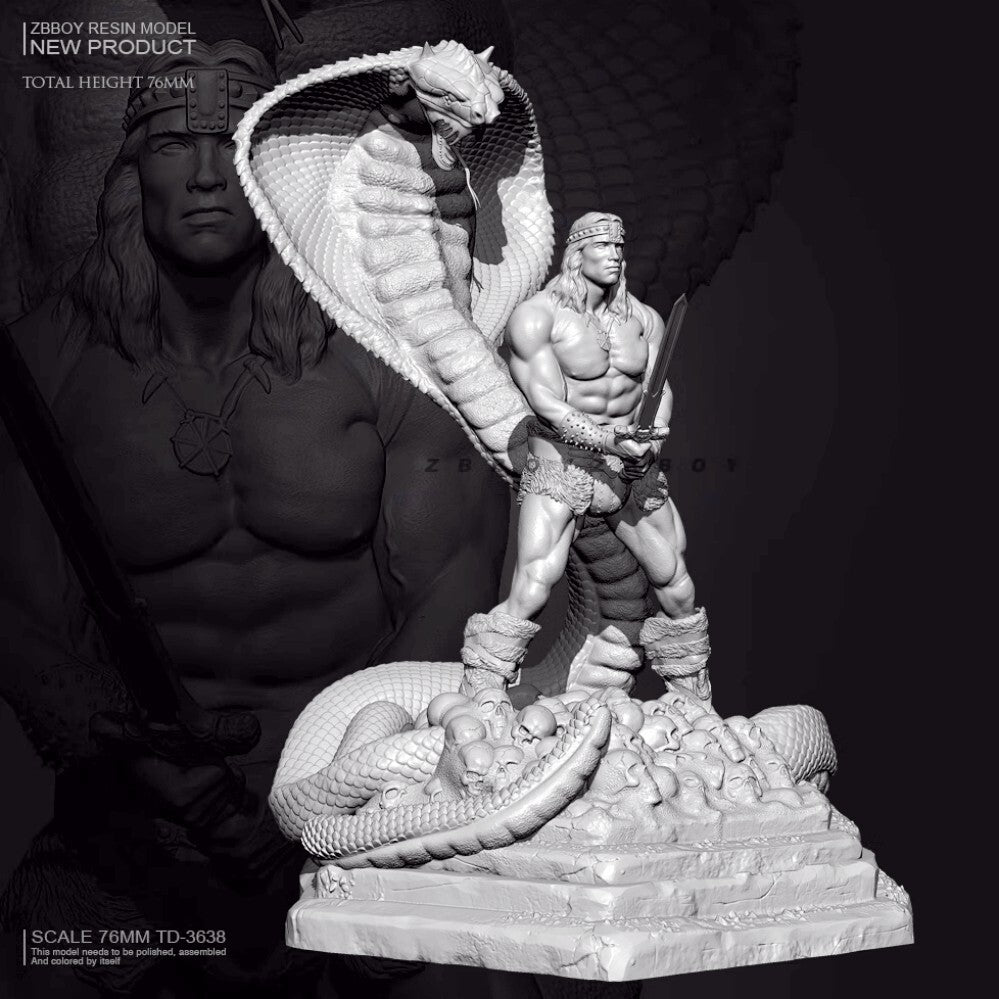 1/24 76mm Resin Figure Model Arnold the Warrior and Naja unassembled unpainted