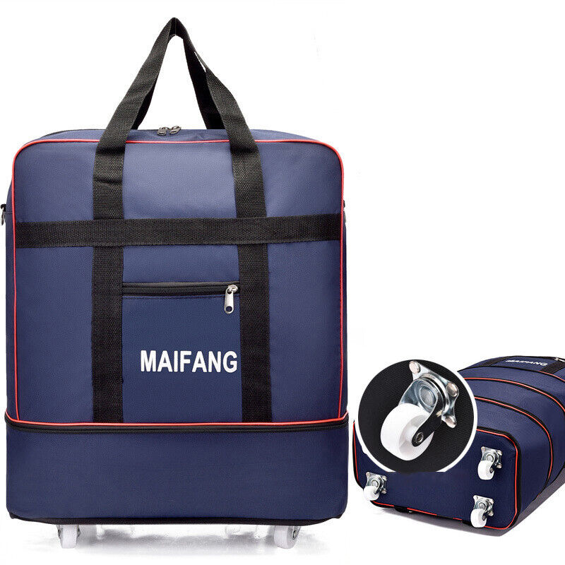 Large Capacity Foldable Luggage Trolley Bags Oxford Expendable Wheel Travel Bags